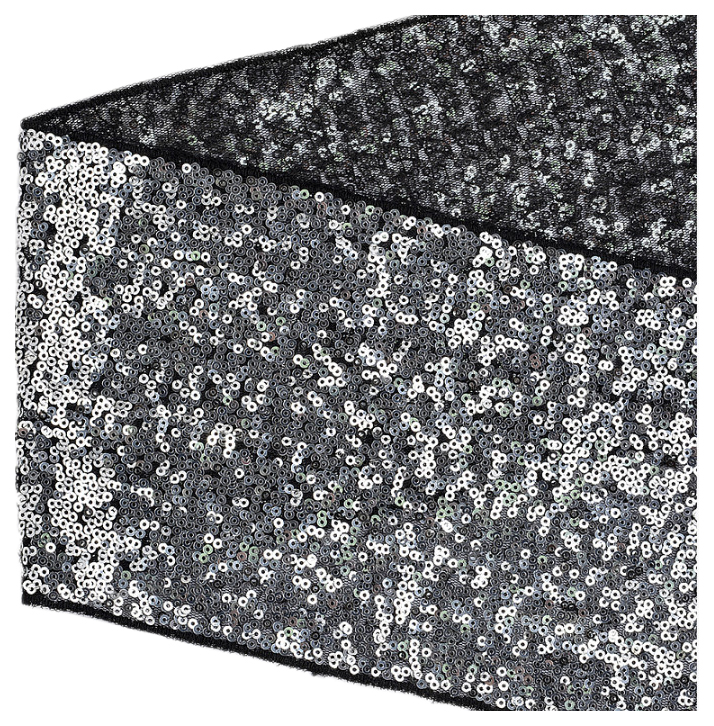 фото Тесьма с пайетками, 150 мм x 13,7 метров, цвет: серебро, черный, арт. tdf15012 китай