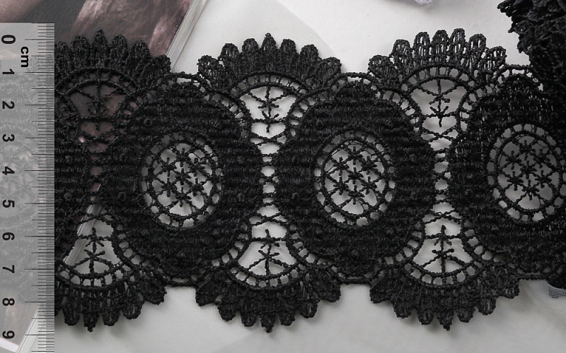

Кружево гипюровое "Kruzhevo", 90 мм, 9 м, цвет: 2 черный