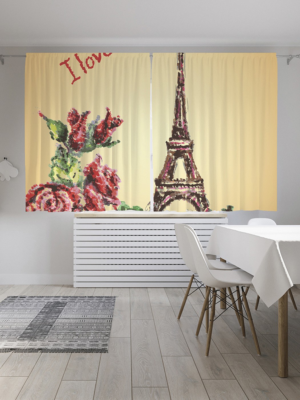 

Шторы под лён «Я люблю Париж», серия Oxford DeLux, 290х180 см