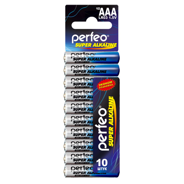 Батарейки Perfeo Super Alkaline ААА(LR03), 10 шт батарейки perfeo lr6 24 шт super alkaline