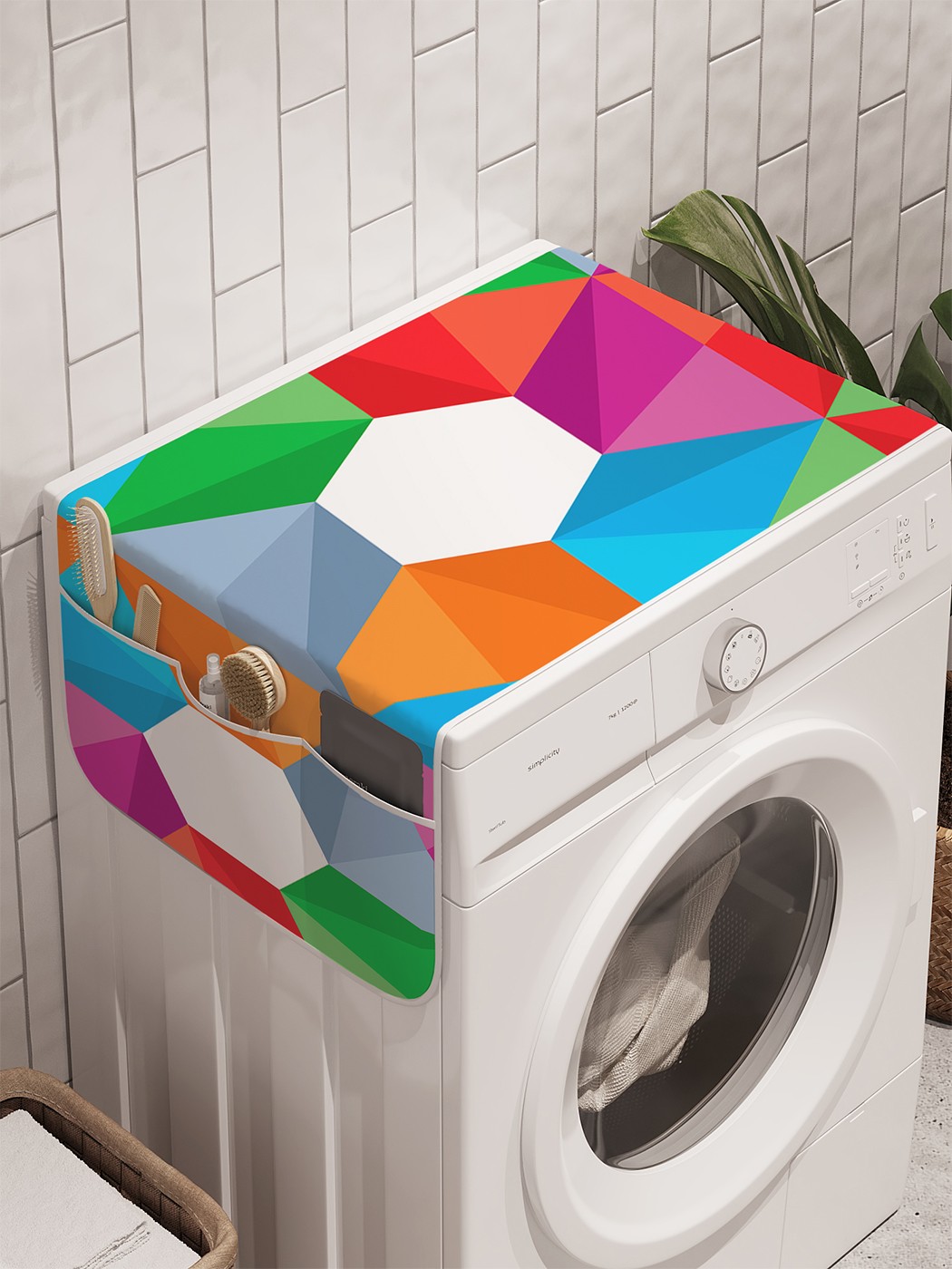 фото Органайзер "цветные пятиугольники" на стиральную машину, 45x120 см ambesonne