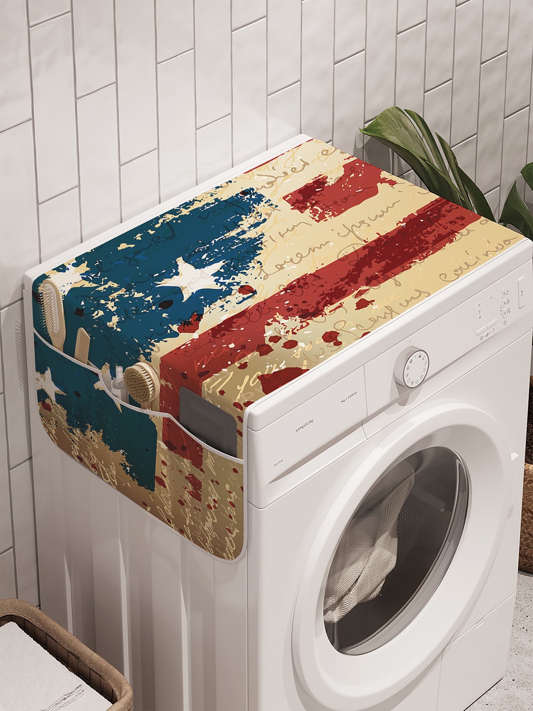 фото Органайзер "нарисованный флаг" на стиральную машину, 45x120 см ambesonne