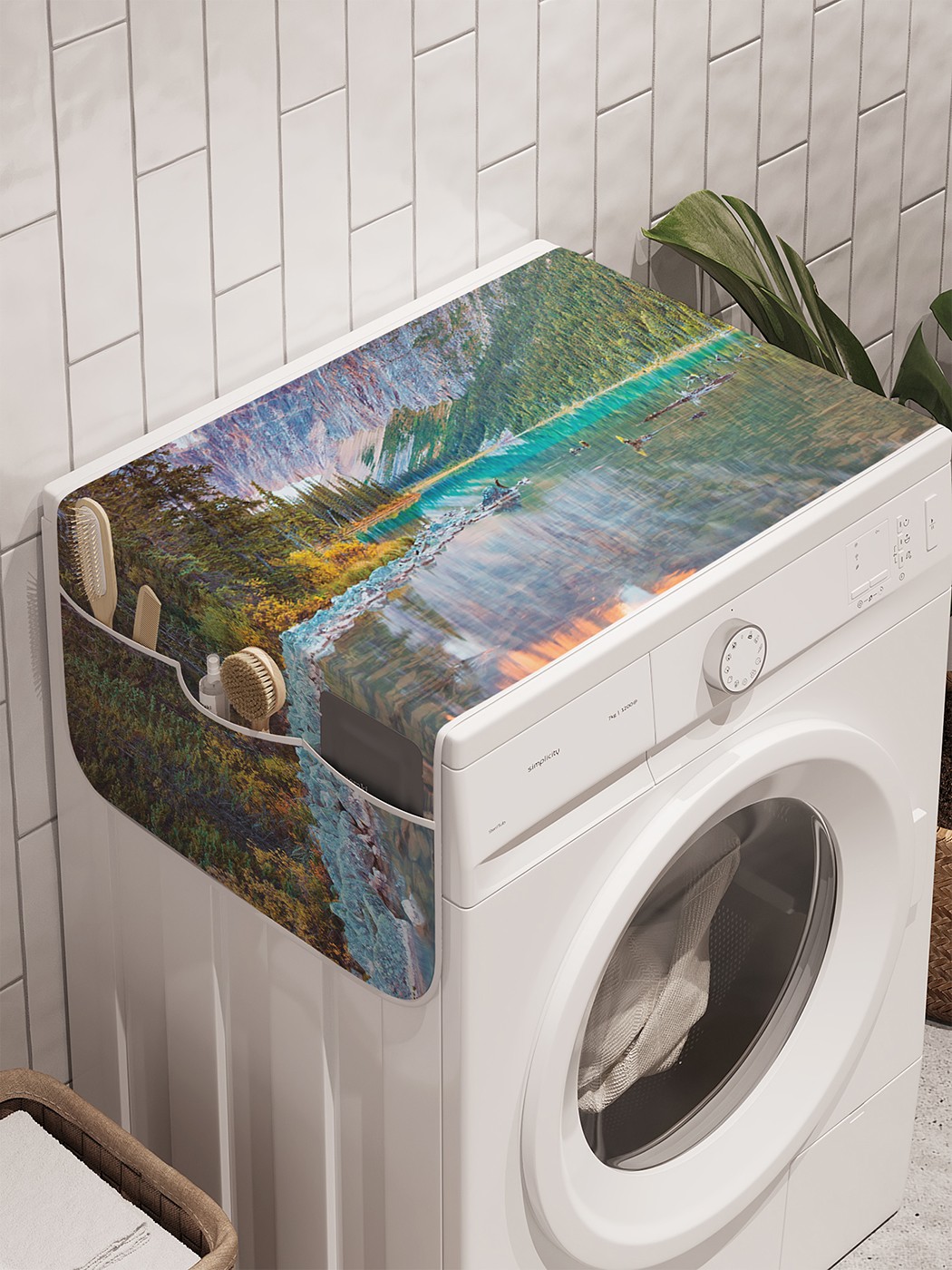 фото Органайзер "зеркальная река" на стиральную машину, 45x120 см ambesonne