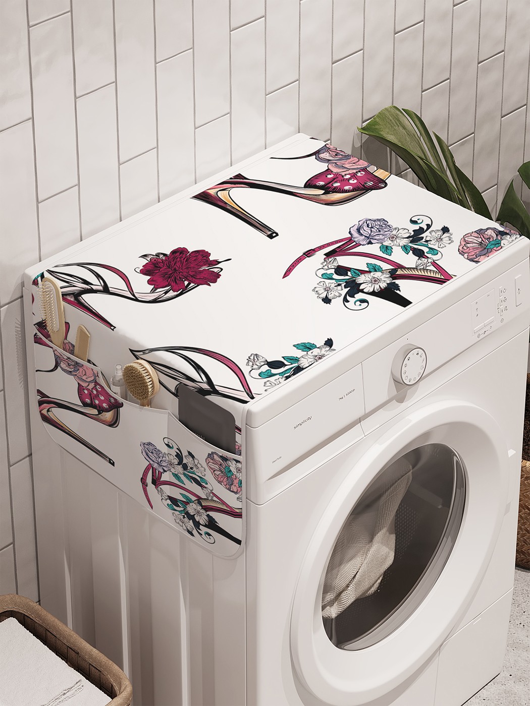 фото Органайзер "цветочные босоножки" на стиральную машину, 45x120 см ambesonne