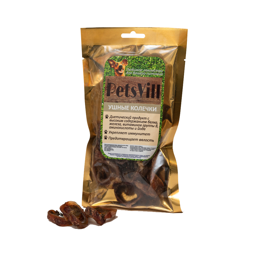 фото Лакомство для собак petsvill , ушные колечки, 60г