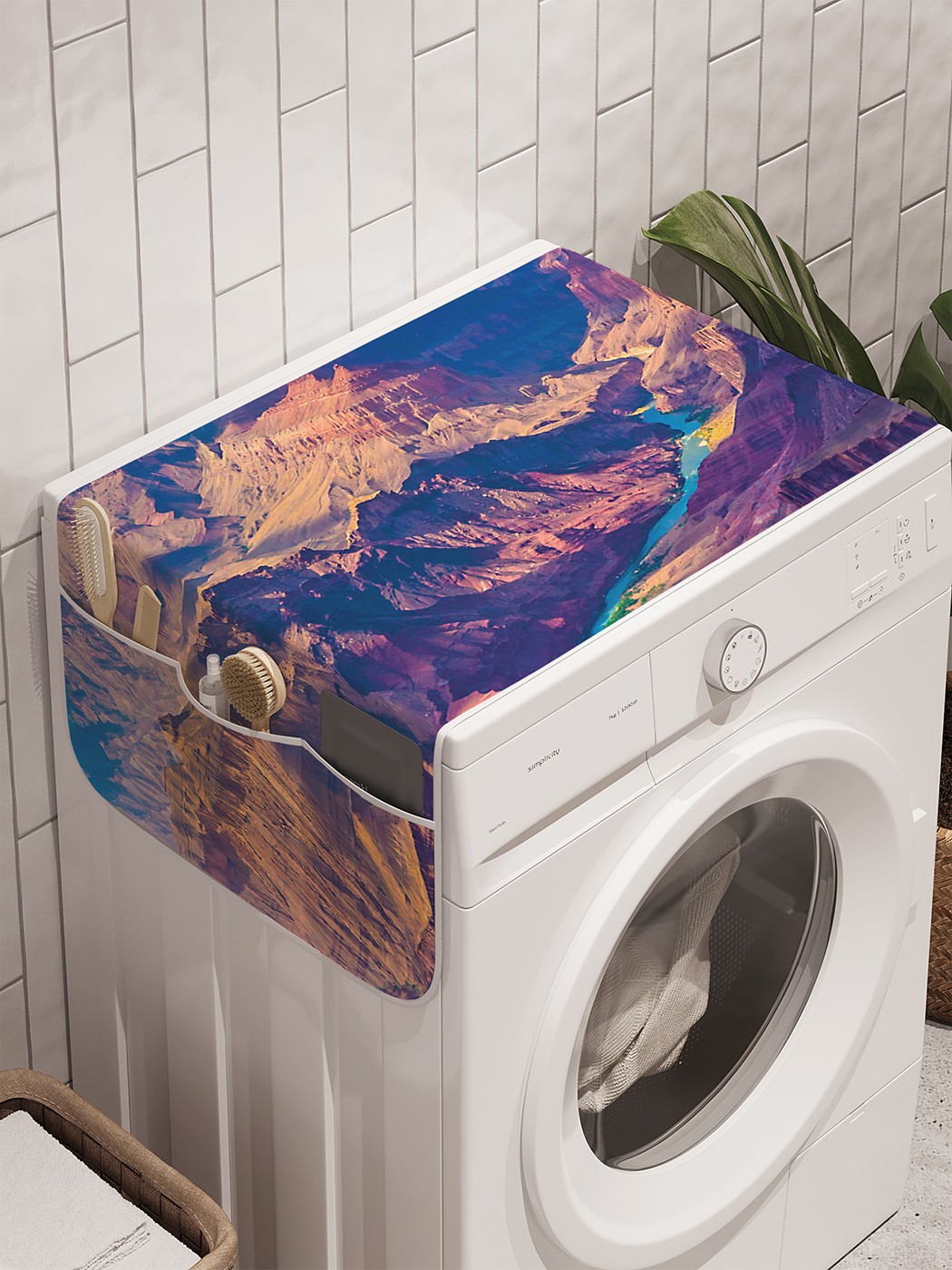фото Органайзер "горное волнение" на стиральную машину, 45x120 см ambesonne