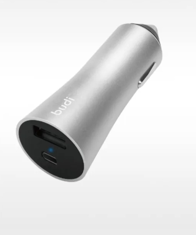 

Автомобильное ЗУ Budi USB-C + USB A, PD 3.0, QC 3.0, 36 Вт, металлический корпус