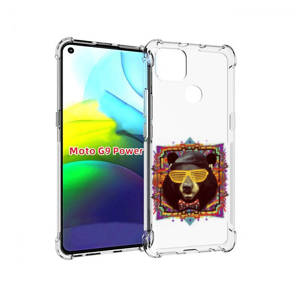 

Чехол MyPads Медведь в очках для Motorola Moto G9 Power, Прозрачный, Tocco