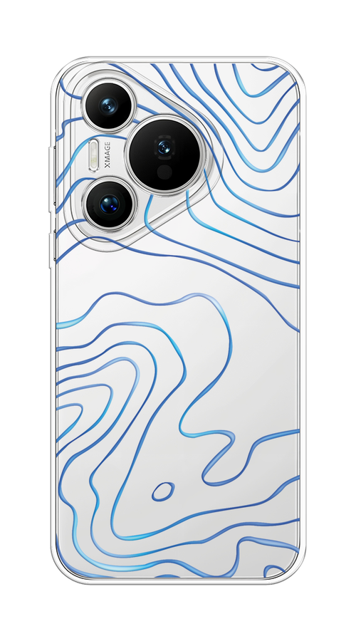 

Чехол на Huawei Pura 70 "Blue lines", Прозрачный;синий, 6124050-1