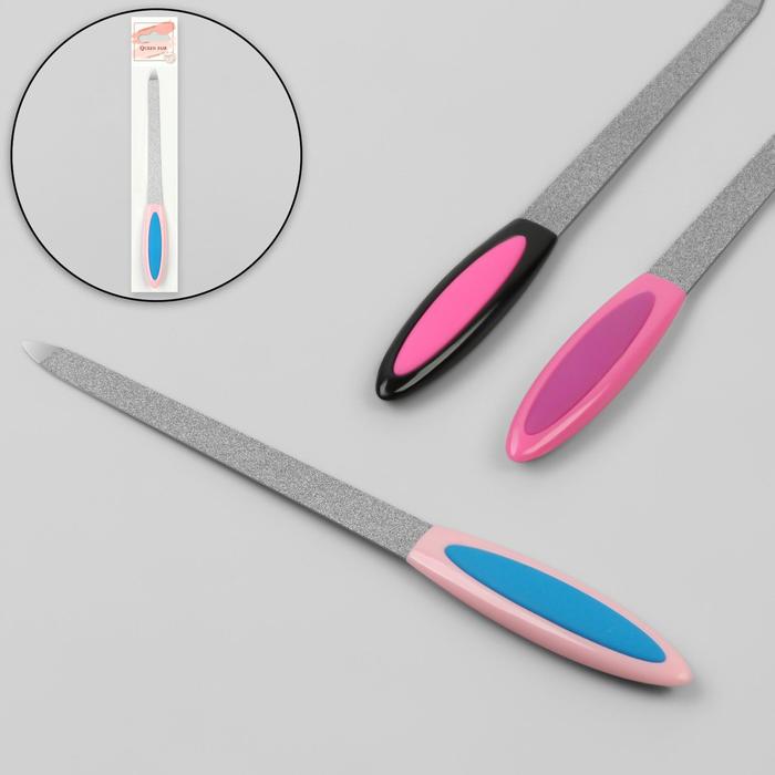 Пилка металлическая для ногтей, прорезиненная ручка, 17 см, цвет МИКС расческа массажная прорезиненная ручка 7x24 7 см цвет фиолетовый