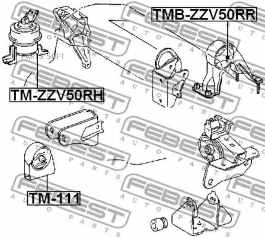 

FEBECT TMBZZV50RR Сайлентблок задней подушки двигателя