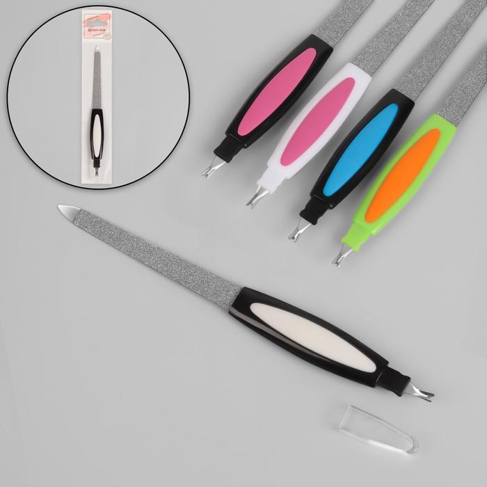 Пилка-триммер металлическая для ногтей, прорезиненная ручка, 17 см, цвет МИКС швабра для мытья пола с распылителем доляна насадка из микрофибры 40×14 см металлическая ручка 125 см микс