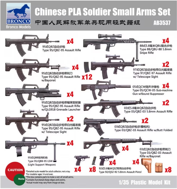 

Сборная модель Bronco 1/35 Chinese Pla Soldier Small arms Set AB3537