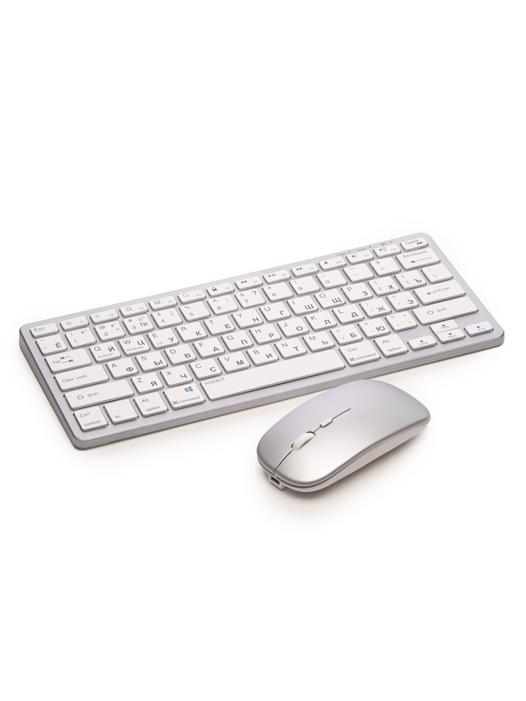 Комплект беспроводная клавиатура и мышь WISEBOT серебристый (10615)