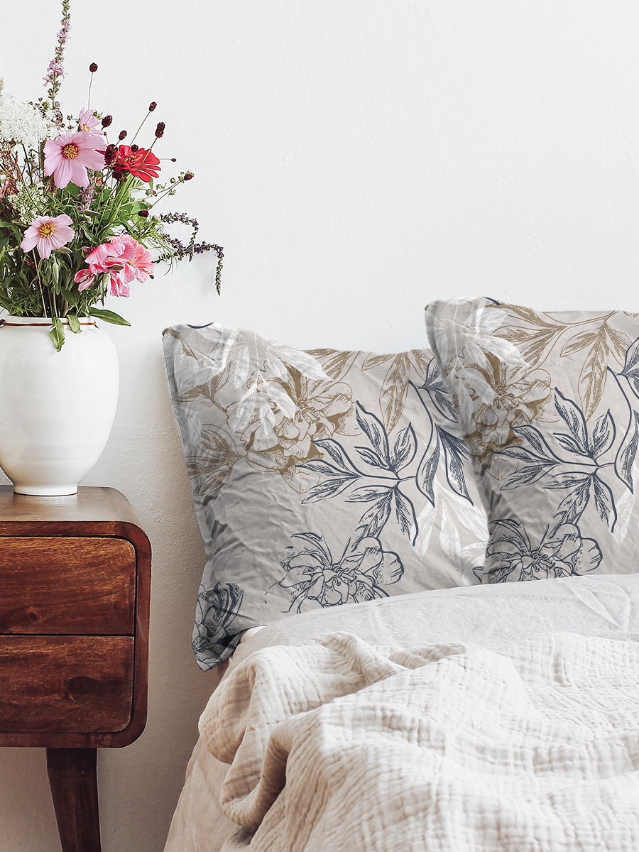 Комплект наволочек 70х70 - 2 шт. Galtex Нежность поплин Симфония серо-бежевый