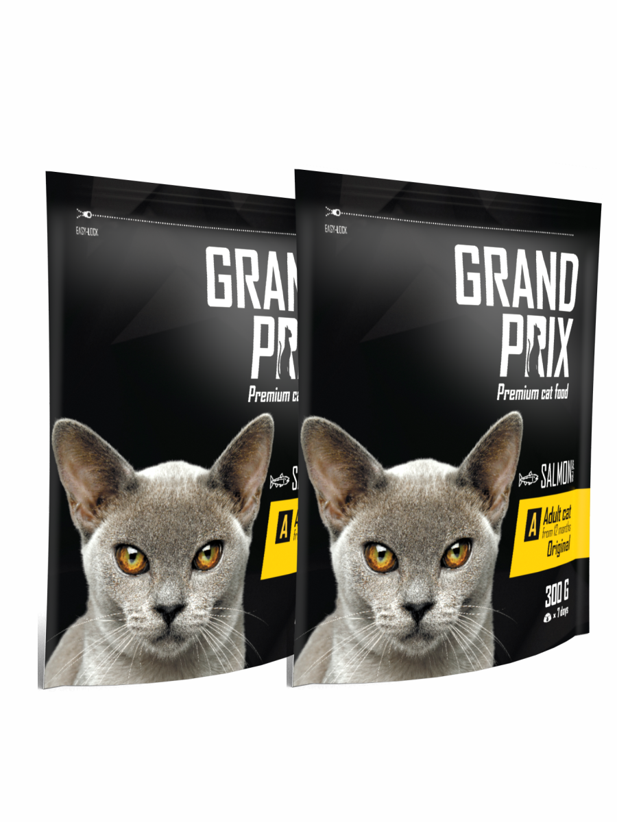 

Сухой корм для кошек Grand prix, лосось, 2шт, 0.3кг, Adult Original