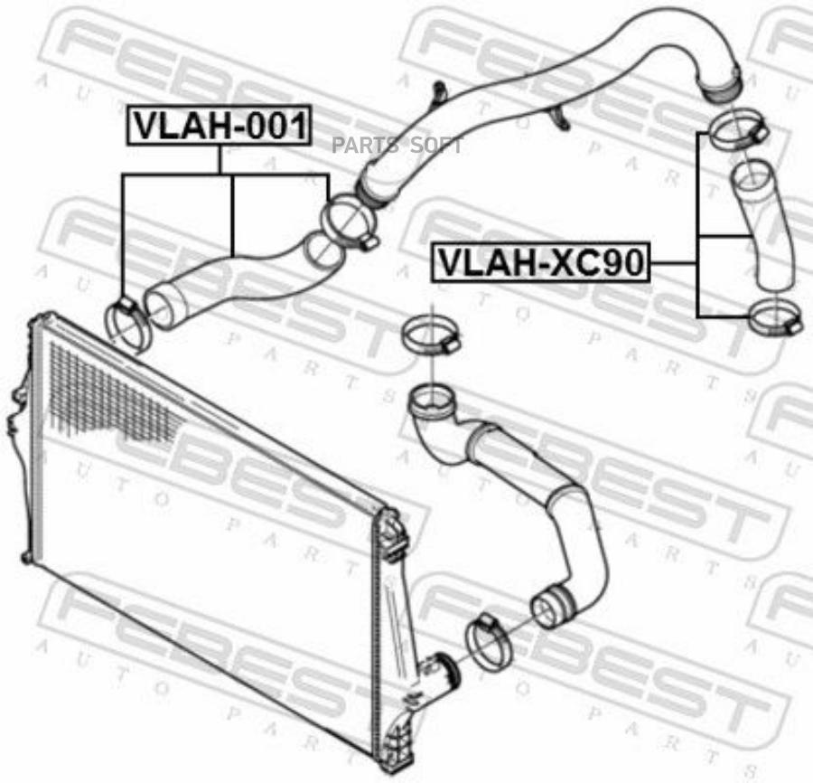 Патрубок системы охлаждения VOLVO XC 90 02-> FEBEST VLAH-001