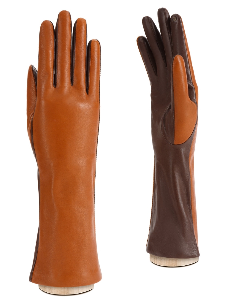 Перчатки женские Eleganzza TOUCH F-IS0065 рыже-коричневые/темно-коричневые, р. 6.5