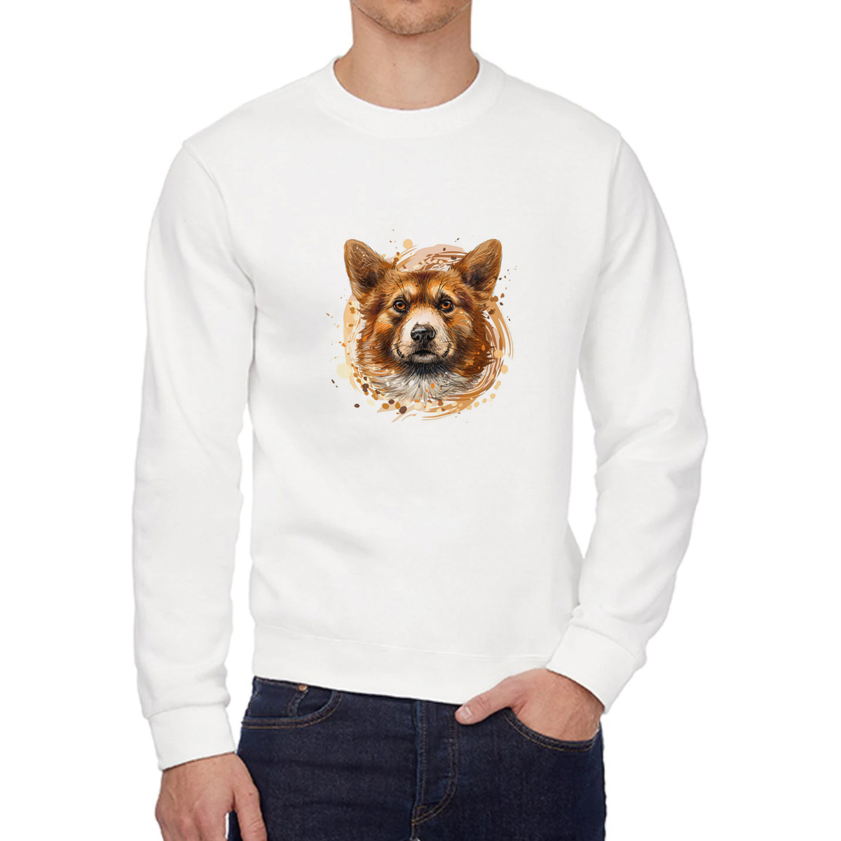

Свитшот женский CoolPodarok Животные.Корги белый 52 RU, W0501616