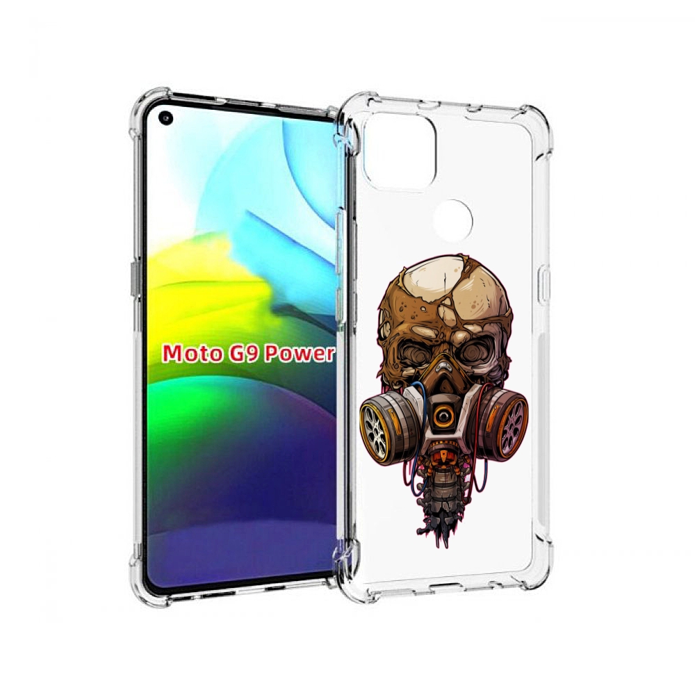 

Чехол MyPads Подробный красочный человеческий череп с противогазом для Motorola Moto G9..., Прозрачный, Tocco