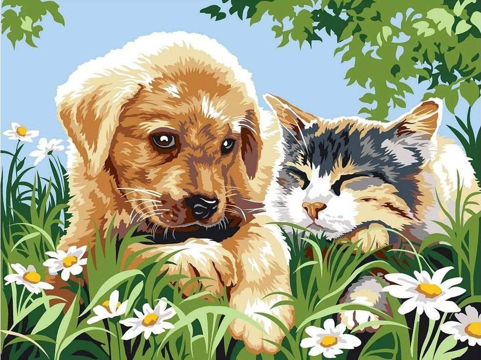 

Картина по номерам Цветной Верные друзья, 30x40, Верные друзья