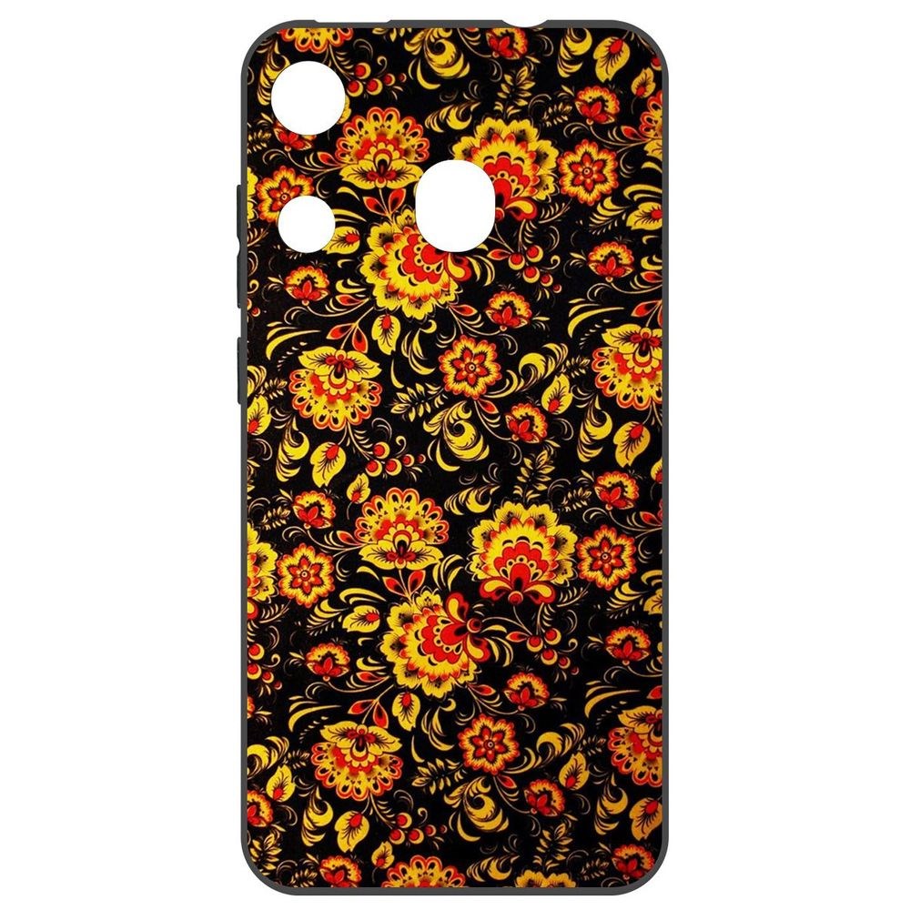 

Чехол-накладка Krutoff Soft Case Хохлома для Itel A27, Черный
