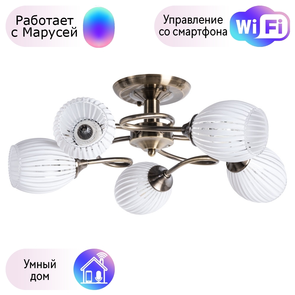 

Потолочная люстра Arte Lamp Arya с поддержкой Маруся A2941PL-5AB-М
