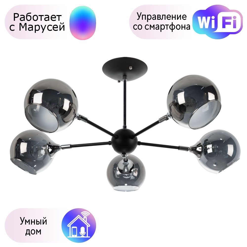 

Люстра на штанге Arte lamp Lagos с поддержкой Маруся A2708PL-5BK-М