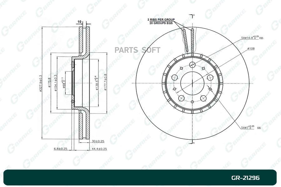 

G-BRAKE GR-21296 Диск тормозной G-brake GR-21296 1шт