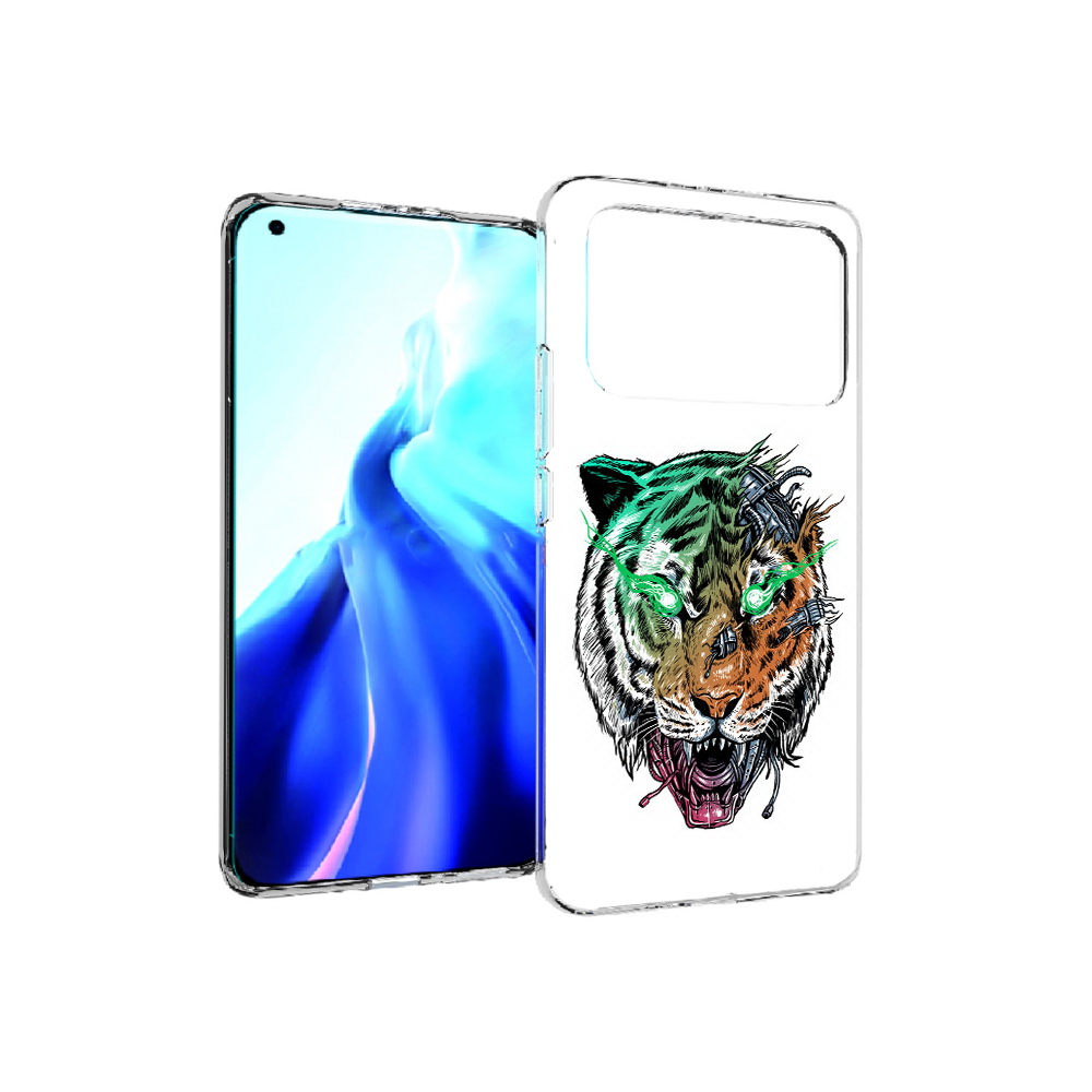 

Чехол MyPads Tocco для Xiaomi Mi 11 Ultra робо-тигр (PT160500.261.584), Прозрачный, Tocco