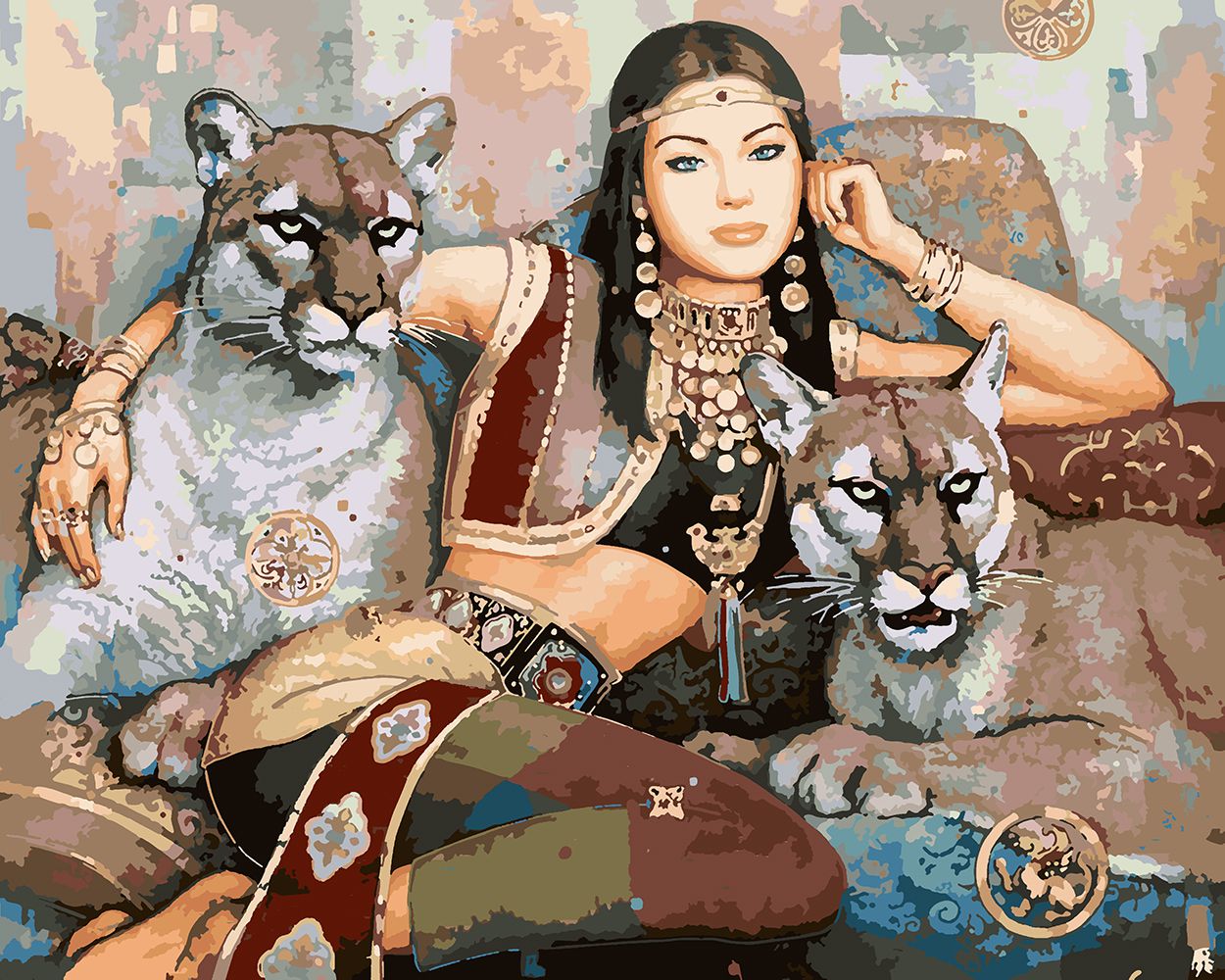 

Картина по номерам Красиво Красим Восточная девушка с пумой, 80 х 90 см, Восточная девушка с пумой