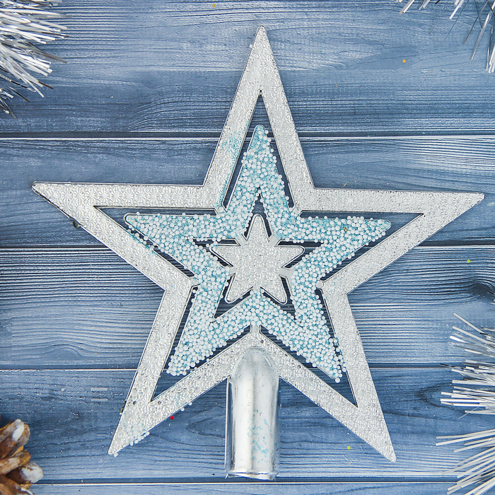 Елочная звезда Зимнее волшебство снегопад 1400068 1 шт. серебристый голубой