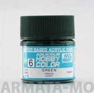 

H006 Краска водоразбавляемая художественная т.м. MR.HOBBY 10мл GREEN