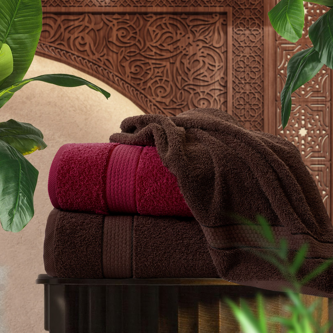 

Eleganta 1094+1105 2 полотенец Marrakesh Темно-алый 70х130, Темный шоколад 70х130