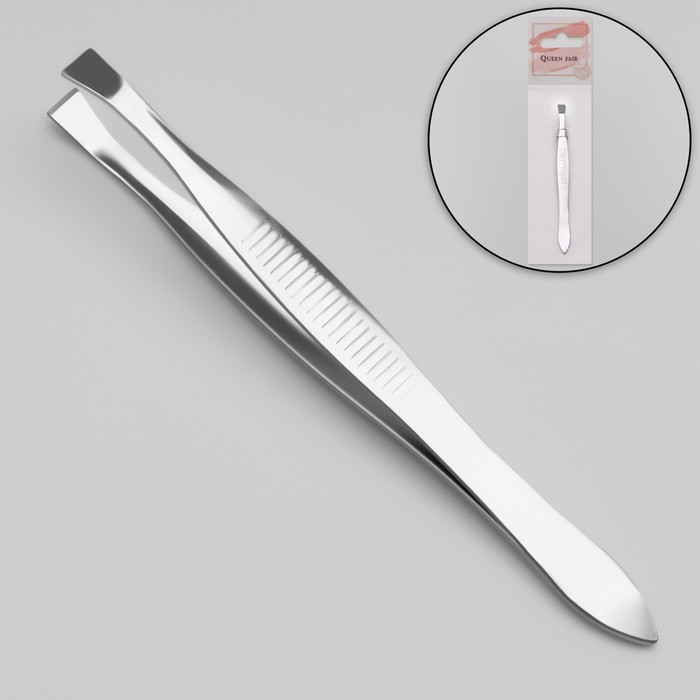 пинцет в форме ножниц прямой 8 см серебристый 6073267 Пинцет прямой, широкий, 8,5 см, цвет серебристый