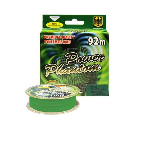 

Шнур Power Phantom 4x, 92м, зеленый, 0,14мм, 15,25кг, Premium Quality Dyneema Braid
