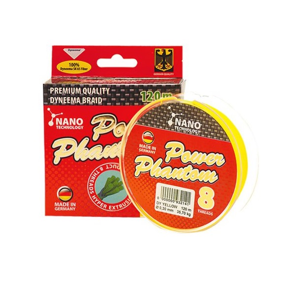 

Шнур Power Phantom 8x, 120м, желтый, 0,28мм, 31,75кг, Premium Quality Dyneema Braid