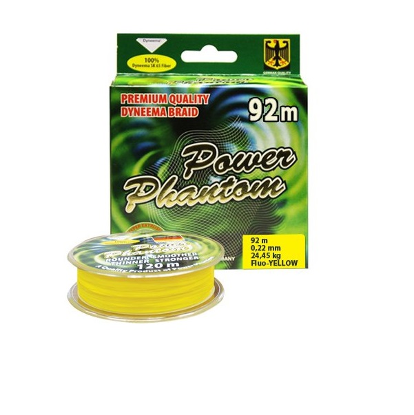 

Шнур Power Phantom 4x, 92м, желтый, 0,10мм, 9,15кг, Premium Quality Dyneema Braid