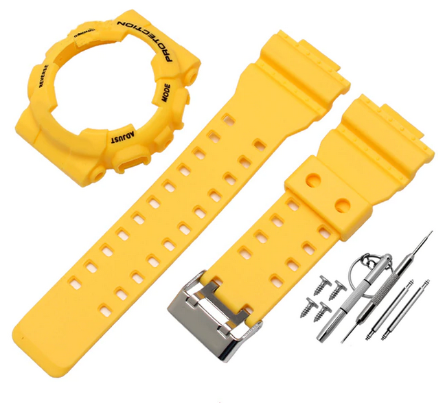 

Ремешок из двух частей унисекс Watch Band CASE G-SHOCK GA-100 желтый с черными буквами, CASE G-SHOCK GA-100