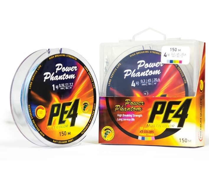 

Шнур Power Phantom PE4, 150м, 5 цветов #0,4, 0,1мм, 5,4кг, Разноцветный, PPPE4M15004
