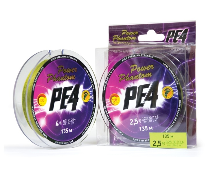 

Шнур Power Phantom PE4, 135м, зеленый #2,5, 0,25мм, 13,6кг, PPPE4G13525