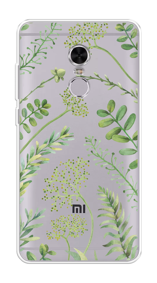 

Чехол на Xiaomi Redmi Note 4 "Green Leaves", Зеленый;прозрачный, 31850-1