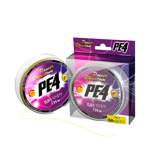 

Шнур Power Phantom PE4, 135м, флуоресцентный желтый #1, 0,16мм, 7,7кг, PPPE4Y13510
