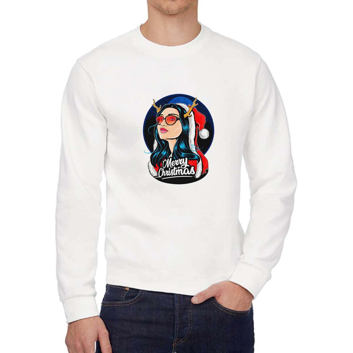 

Свитшот женский CoolPodarok Новый год.Мерри кристмас белый 52 RU, W0501740