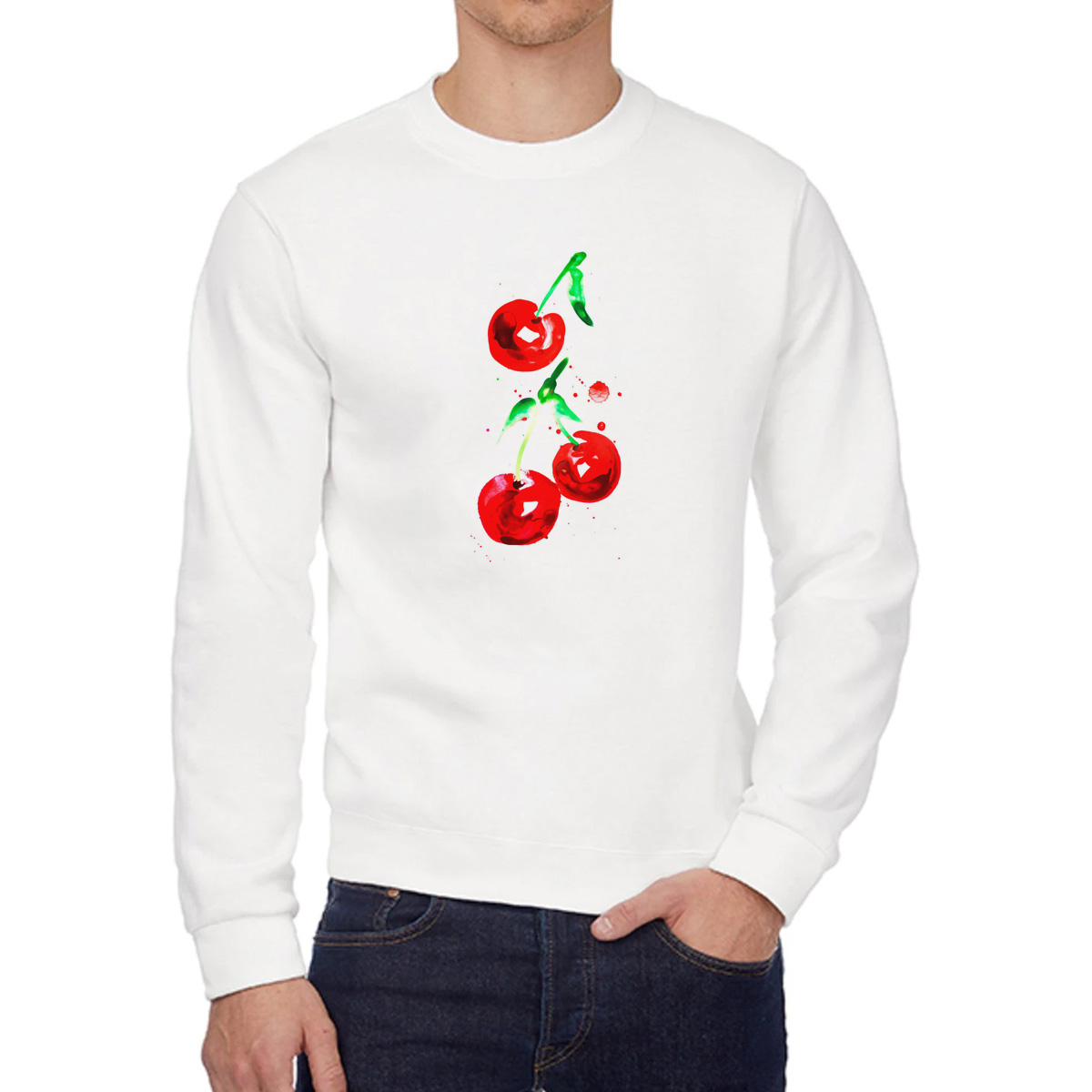 

Свитшот женский CoolPodarok Ягоды. Вишенки белый 52 RU, W0501793