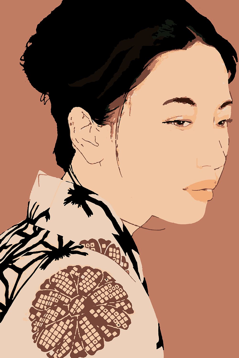 фото Картина по номерам красиво красим девушка в кимоно, 100 х 150 см