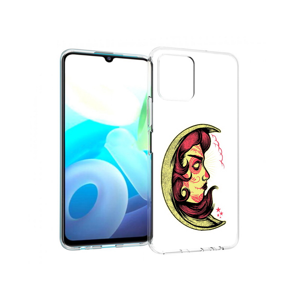 

Чехол MyPads Tocco для Vivo Y15s желтый полумесяц с лицом девушки (PT224456.390.346), Прозрачный, Tocco