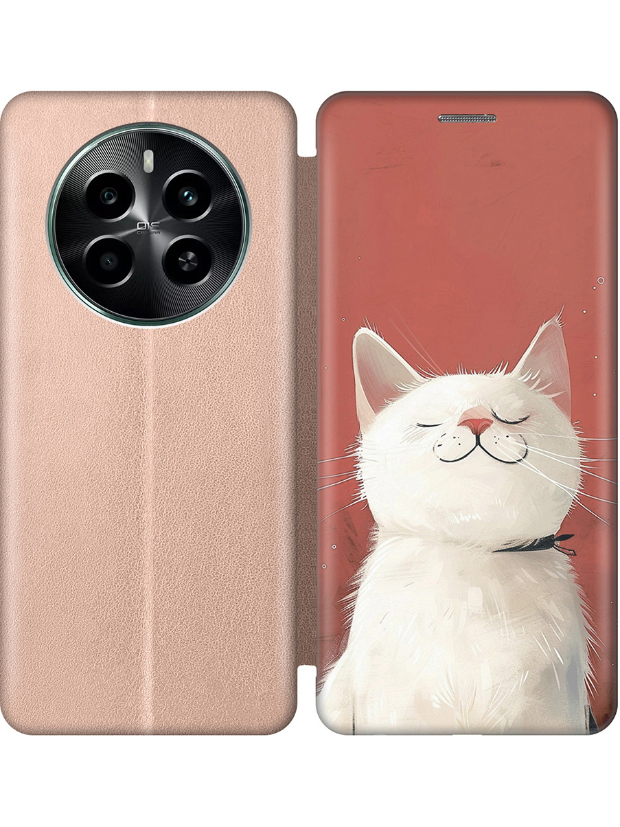 

Чехол-книжка на Realme 12 4g с принтом "Гордый котик" золотой, Золотистый;белый;красный, 783982012