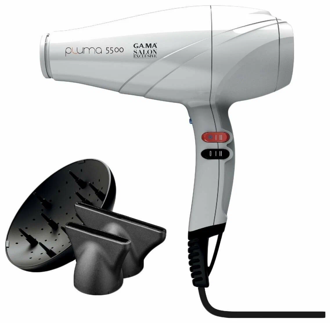 

Фен GA.MA Pluma 5500 Ion System C Oxy Active 2400 Вт белый, Pluma 5500 Ion System C Oxy Active