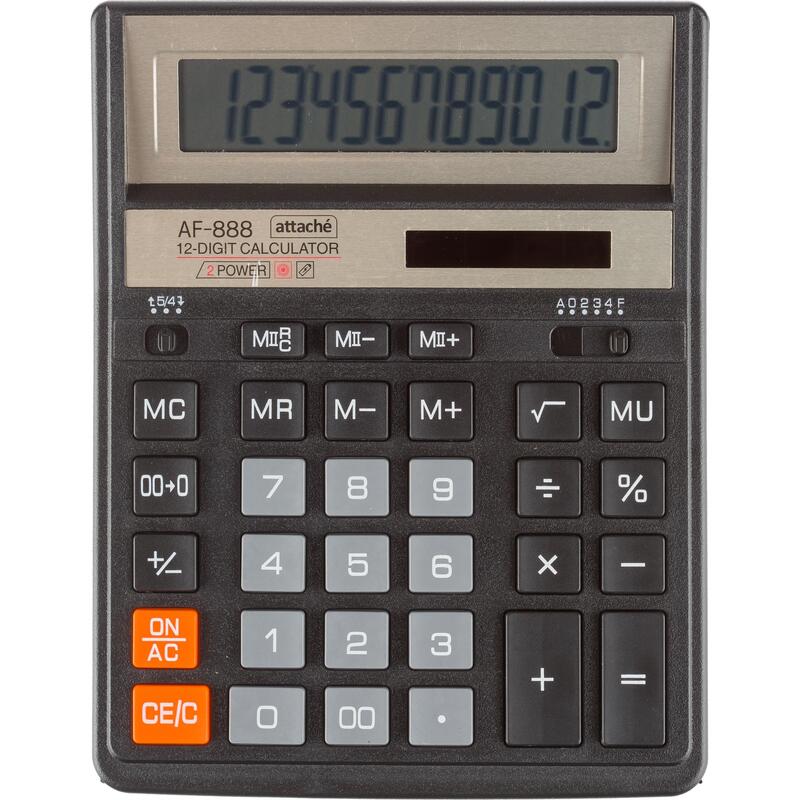 Калькулятор настольный Attache ASF-888, 12-разрядный, черный